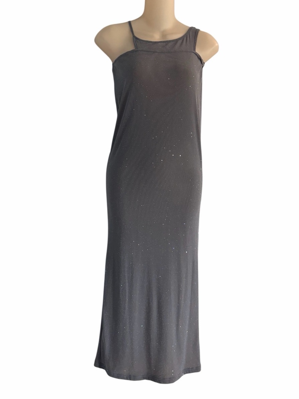 NWT Outcast Ardell Sleeveless Long Fitted Lined Dress Silver Size Small Evening